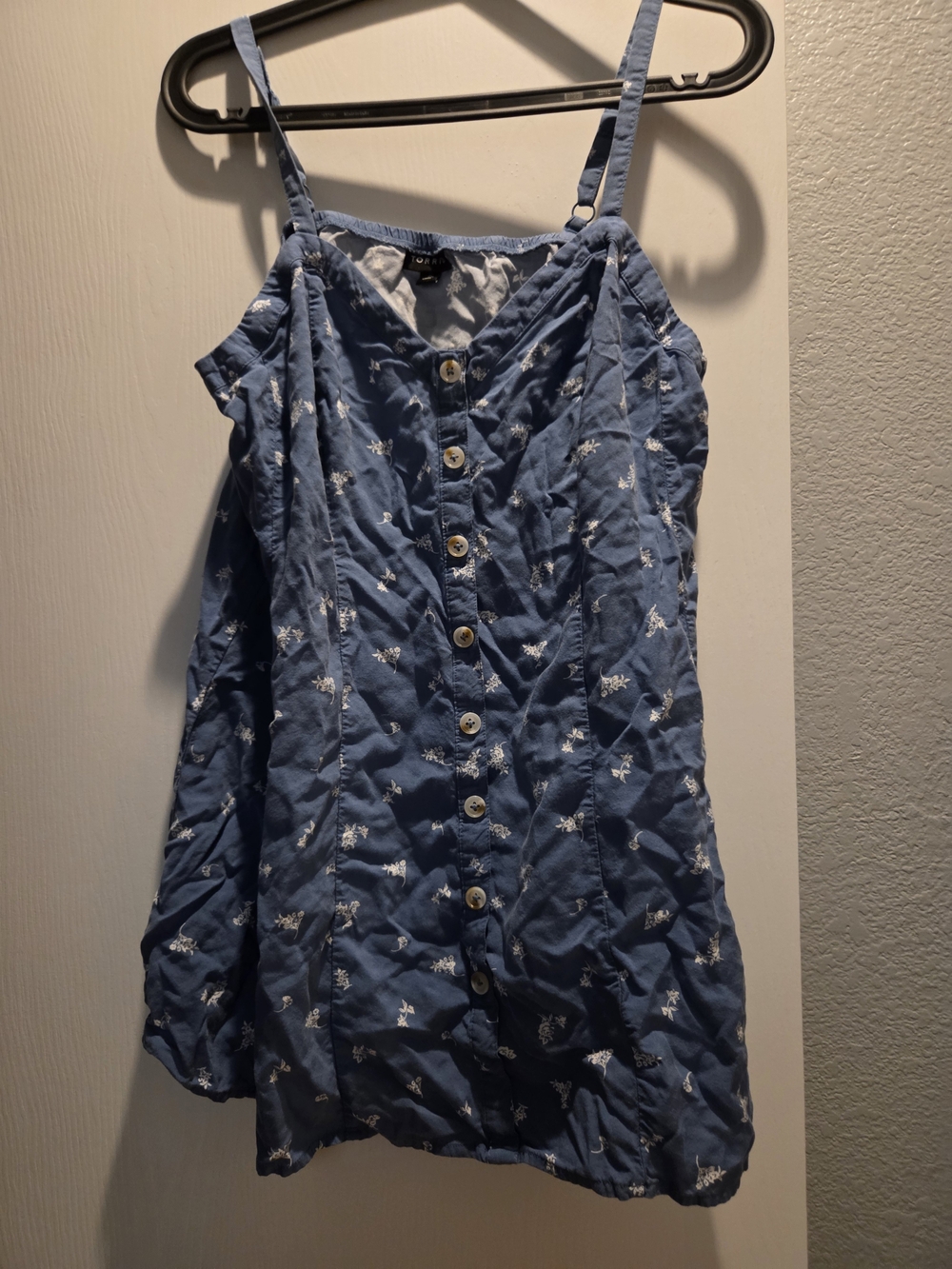 Torrid Blue Tank Top W/white Flowers, Sz 0